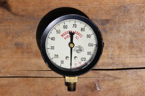 Vintage Madden Brass 120 psi air pressure &amp;  Vacuum Gauge, Marsh Instrument