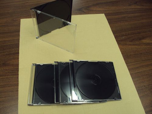 50 NEW Slimline Jewel Cases CD DVD Cases 5.2mm Thick BLACK back / Clear front