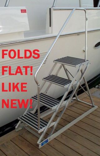 Portable  4 step 48&#034; aluminum dock step ladder heavy duty rail  marquipt gangway for sale