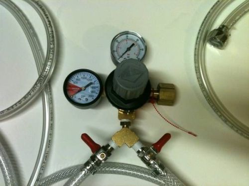 Draft keg beer taprite dual gauge regulator set up w/couplers &amp; hoses complete for sale