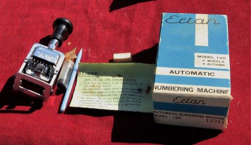 VINTAGE ERTAN AUTOMATIC NUMBERING MACHINE MODEL 120 - 5 WHEEL 4 ACTION  IN BOX