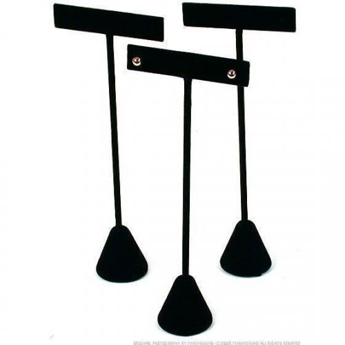 3 Black Velvet Earring T Stand Displays 6 1/2&#034;