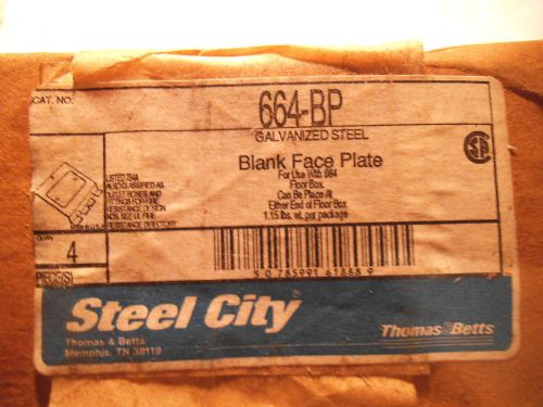 THOMAS &amp; BETTS STEEL CITY 664-BP GALV STEEL BLANK FACE PLATE  (LOT OF 4) - NEW
