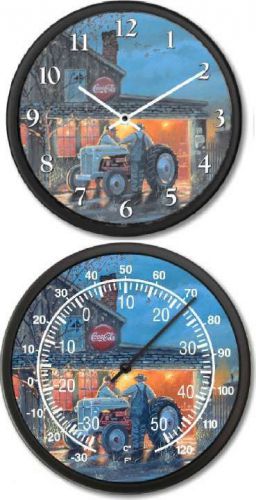 New FORD 8N Tractor Wall Clock &amp; Thermometer Dave Barnhouse Shop Talk Coca Cola