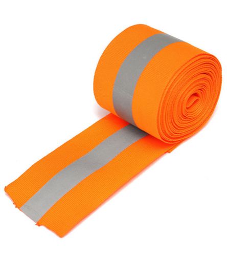 Sew On Hi Visibility Orange 50mm Tape 15mm Silver Reflective Strip Length 20 Mts
