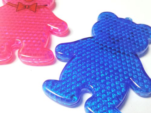 6X Cute Plastic Teddy Bear Reflectors Ideal Use On Coats Bags Pedestrian Pinata