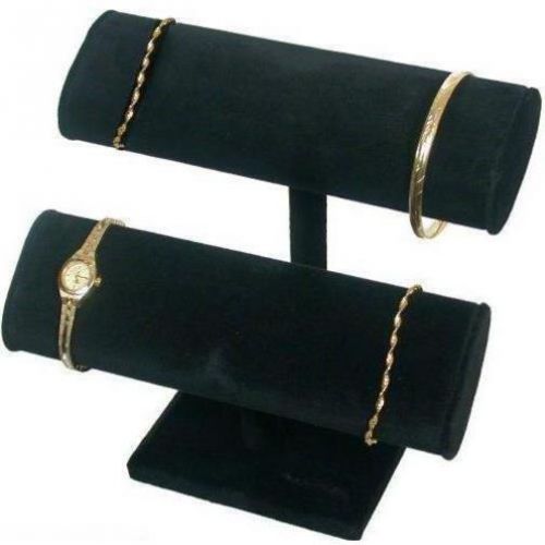 Black Double T-Bar Bracelet &amp; Watch Display