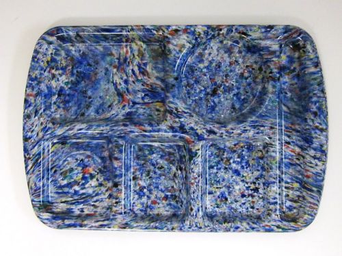 One (1) Prolon Ware School Lunch Tray- Speckled- Vintage- Color - Vibrant Blue