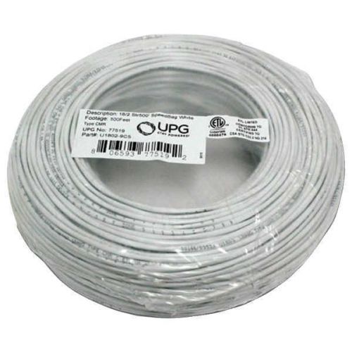 UPG 77519 Striped Control White Cable 18-Guage 2-Conductor - 500ft Speedbag