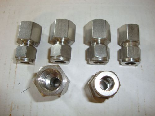 (6) new swagelok ss-8m0-7-4rt 8mm tube 1/4&#034; female iso tapered union fitting for sale