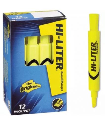 Hi-LITER 24000 HIGHLIGHTER Marker Pen * Fluorescent YELLOW * 12 Pk * Chisel Tip