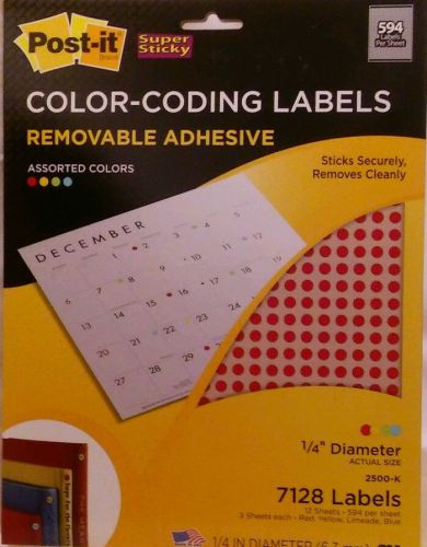 Color-Coding Lables Removable Adhesive 7128 labels Assorted Colors 1/4&#034; Diameter