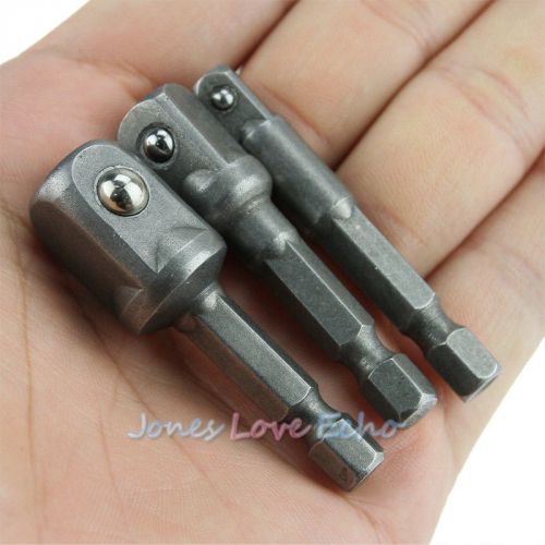 3 sizes socket adapter set hex shank to impact driver drill bits 1/4&#034; 3/8&#034; 1/2&#034; for sale