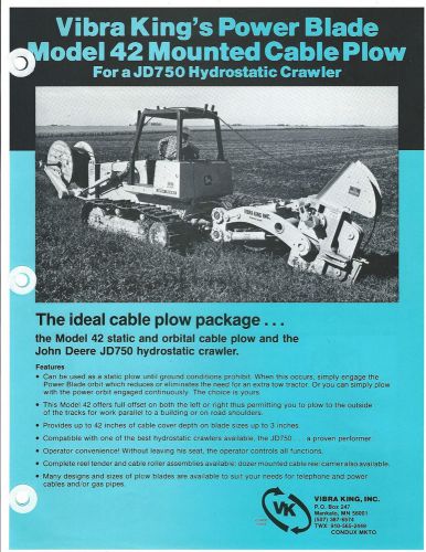 Equipment brochure - vibra king 42 48 cable plow for john deere 750 850 (e3046) for sale