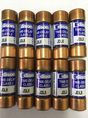 Lot of 10 new edison jdl 8 amp fuse for sale
