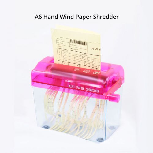 A6 Portable Hand Wind Paper Shredder Office School Straight-Cut