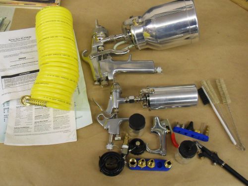 LOT OF PAINT SPRAY GUNS, HOSE AND EXTRAS