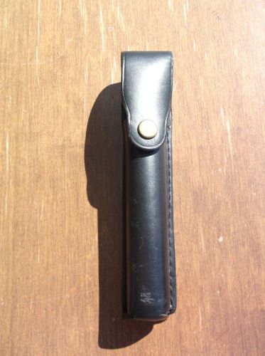 Perfect fit black leather police duty flashlight holder 8 1/4&#034; long 1 1/8&#034; wide for sale