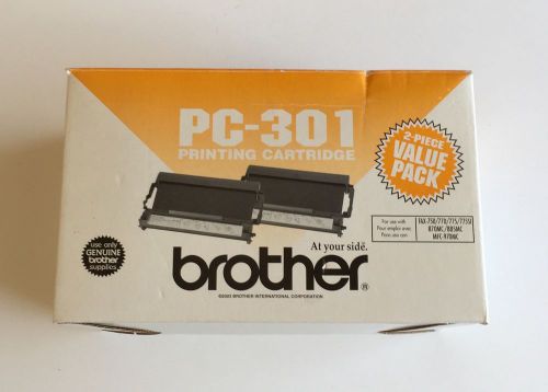Genuine Brother PC-301 Value Pack (2 piece) Fax Cartridges, NEW in box