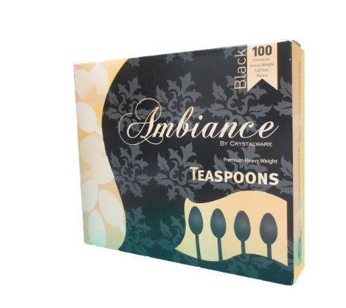 Ambiance By Crystalware Heavy Weight Black Plastic Tea Spoons 100/box