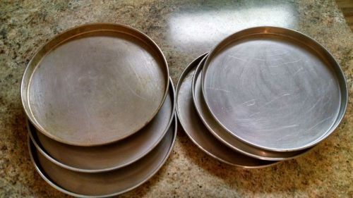 6 used 14-inch, 1&#034; Deep Dish Aluminum Pizza Pans