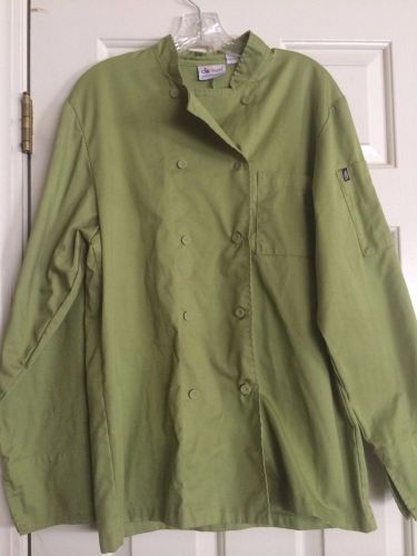 Euc chef works chef coat jacket genova green unisex s covered buttons $31.95 for sale