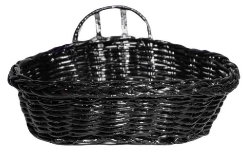 5.5 Inch Black Gloss Oblong Woven Display Basket with Card Holder