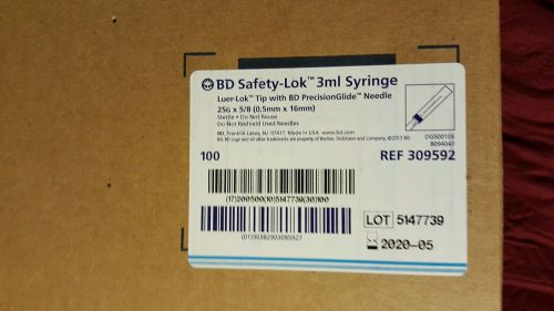(100 pack) 3ml BD Sterile Syringe Luer Lock Tip 25G x 5/8 (0.5mm x 16mm) 309592