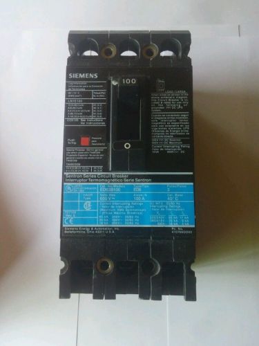 SIEMENS SENTRON ED6 CIRCUIT BREAKER ED63B100 100AMP 600VOLT 3POLE BLACK