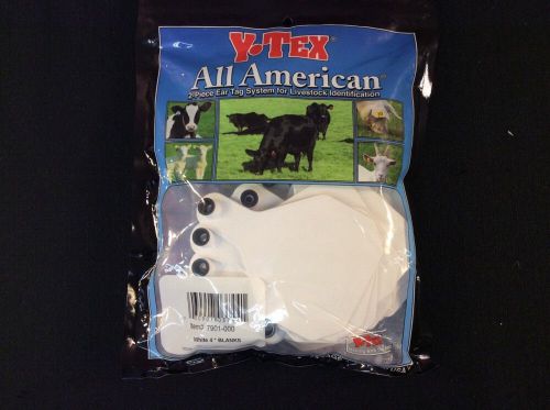 Y-Tex Blank Large Cattle ID Ear Tags White  I Pkg 25 count # 7901-000 New