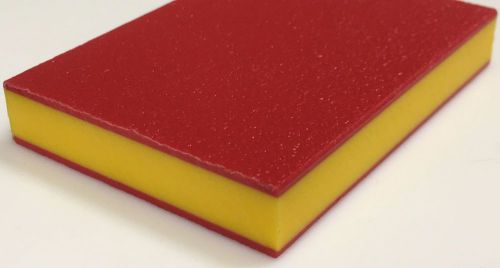 3/4&#034; Red/Yellow Playground Engraving Plastic Textured UV HDPE .750&#034; x 12&#034; x 48&#034;