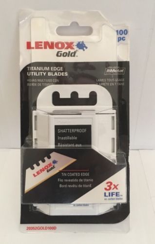 LENOX Tools Utility Knife Blades, Titanium-Coated, 100-Pack (20352GOLD100D) New
