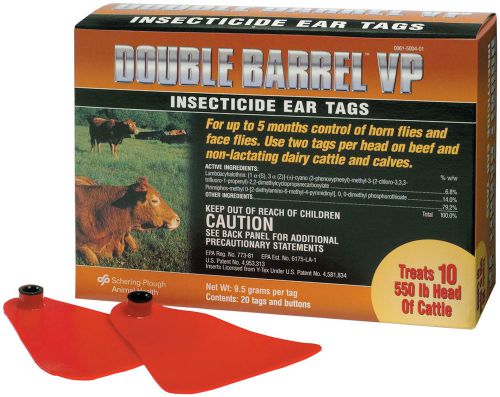 Double Barrel VP Fly Insecticide Cattle Ear Tags 20 Count Dairy Calves Bovine