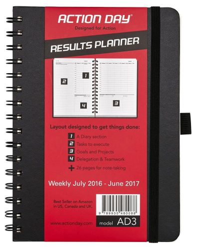 Action day 2016 - 2017 wire-bound academic calendar planner journal 6 x 8-inc... for sale