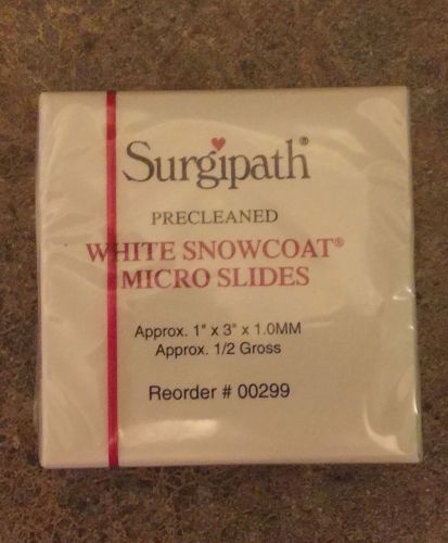Surgipath Snowcoat Precleaned Micro Slides 3800299 White 1/2 Gross