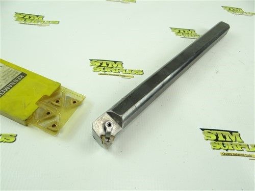 Nice carboloy 1&#034; x 12&#034; shank indexable boring bar w/ inserts s16-mwlnr + inserts for sale