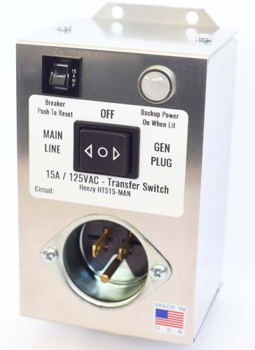 Furnace Generator Transfer Switch One Circuit 15 Amp 120V Manual EZ DIY Install