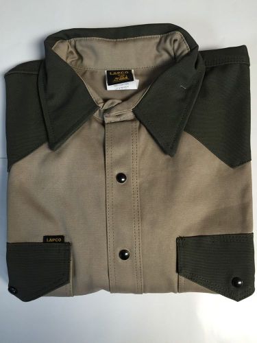 Lapco heavy duty khaki green work shirt 16 1/2 x 34&#034; large for sale