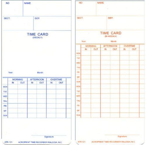 Acroprint 09-9110-000 Payroll Recorder Time Cards ATR121 For the ATR120 Time ...
