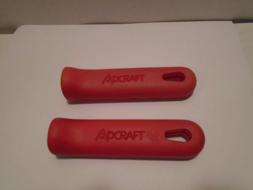 NEW LOT OF 2 ADCRAFT SILICONE HOT HANDLE HOLDER RED SKILLET GRIP HEAT RESISTANT