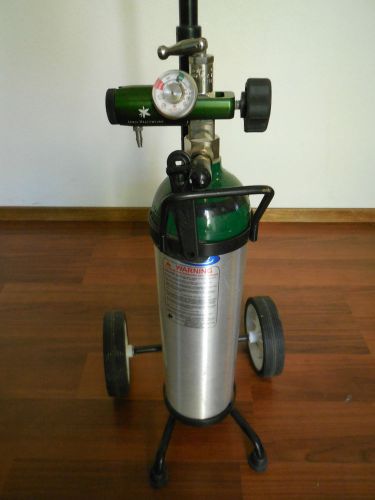 Apria healthcare oxygen tank regulator 0-8lpm 50 psi w/ portable roller for sale