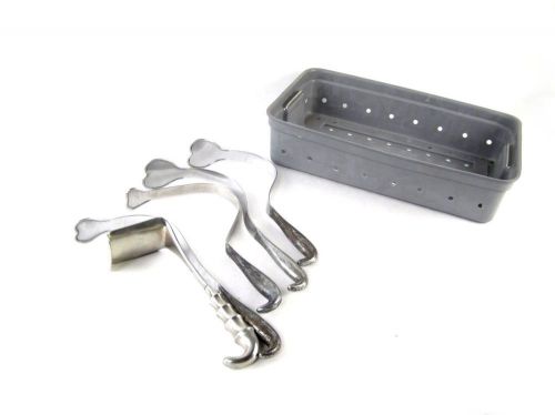 Lot 5 martin germany stainless steel surgical or medical handheld retractor+tray for sale
