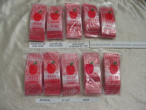 1000 Red Dice 2&#034; X 2&#034; 2 Mill Plastic Zip Seal Bags NEW!