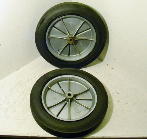 10&#034; x 1.75&#034; Solid Hard Rubber Wheels - 3/8&#034; Shaft - Look Slightly Used to Me