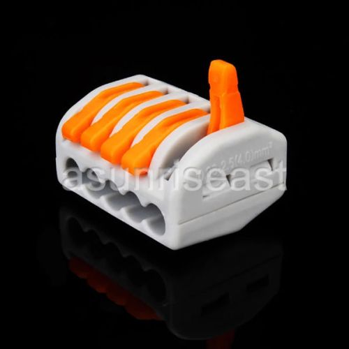 10 x building wire connector safe terminal block fast cable push in 5 port 32a for sale