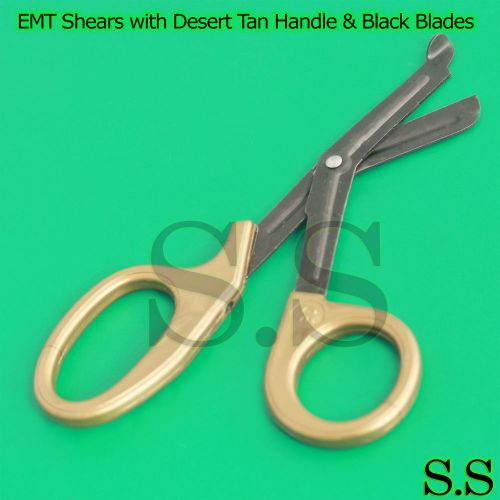 EMT Shears with Desert Tan Handle &amp; Black Blades Surgical Instruments
