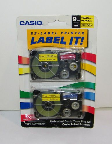 Casio EZ-Label Printer Label Makers 2 Pk.-9mm Yellow Tape/ Black Ink Cartridges