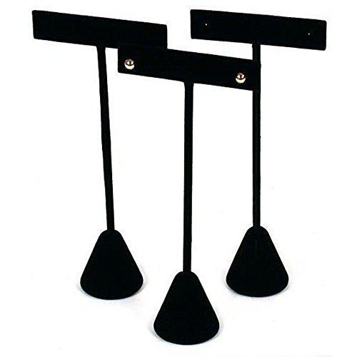 3 Black Velvet Earring T Stand Showcase Displays 4.75&#034;