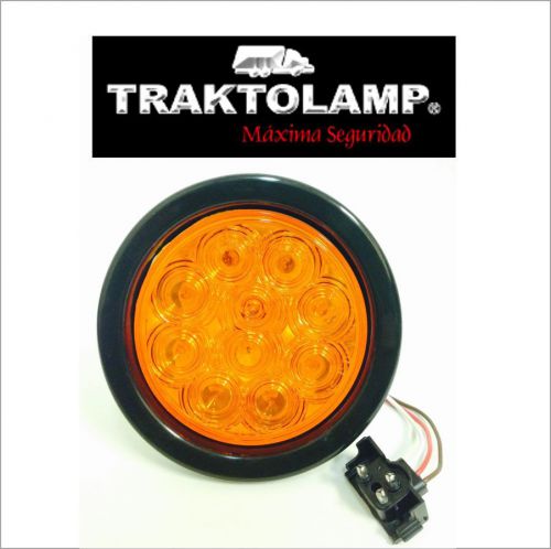 LED TAIL LIGHT FOR TRUCK, TRAILER, BUS - 4&#034; 10 LED, AMBER LENS (12V/24V)