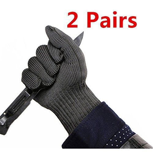 Inf-way en388 2 pairs of stainless steel wire mesh cut resistant mechanic gloves for sale